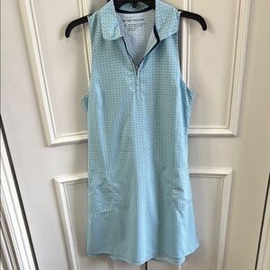 NWT size Med Peter Millar Light Blue Sleeveless golf dress with separate shorts